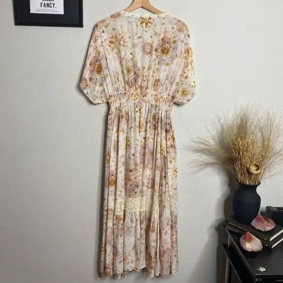 Johnny Was Floral Midi Dress in Blush Pink, Cream and Gold - Picture 7 of 9